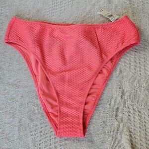 NEW Aerie High Cut Cheeky Neon Pink Bikini Bottom Womens Medium